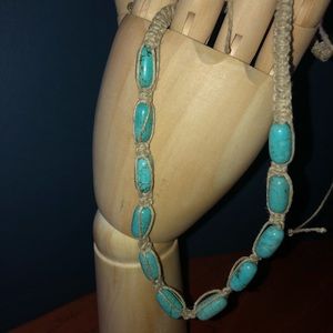 Hemp Wrapped Turquoise Beaded Necklace